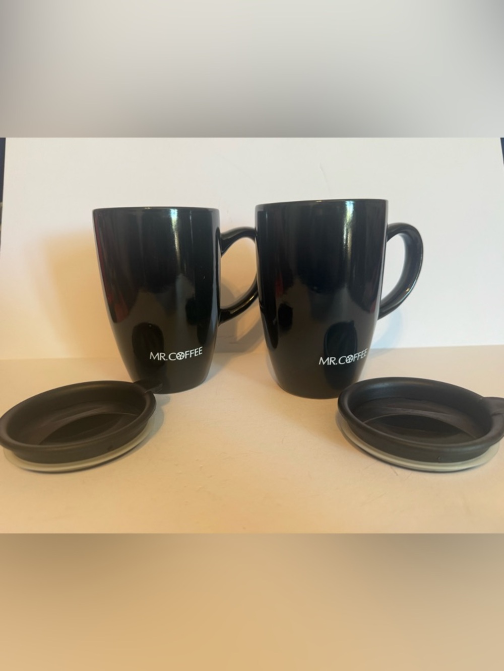 Mr. Coffee Set Of 2 Ceramic Coffee Cups with lids